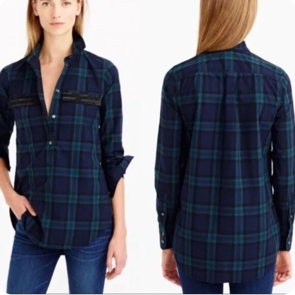 J.Crew Beaded Popover Top in Chevron - Picture 1 of 11